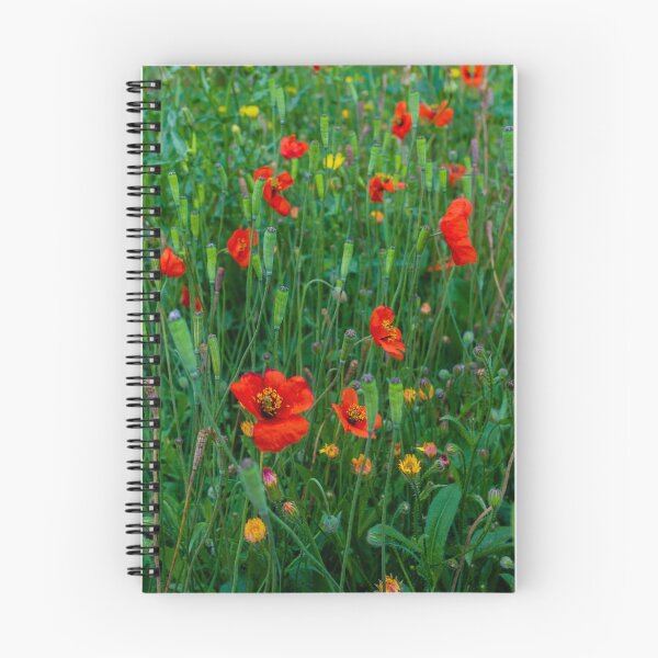 Item preview, Red Poppies And Wildflowers In A Lush Green Meadow With Seed Pods And Summer Bloom designed and sold by Nmallia.