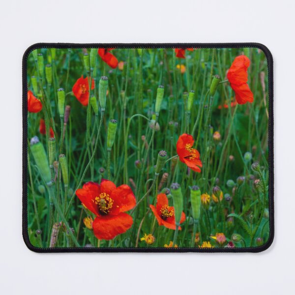 Item preview, Red Poppies And Wildflowers In A Lush Green Meadow With Seed Pods And Summer Bloom designed and sold by Nmallia.