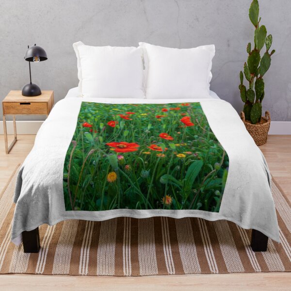 Item preview, Red Poppies And Wildflowers In A Lush Green Meadow With Seed Pods And Summer Bloom designed and sold by Nmallia.