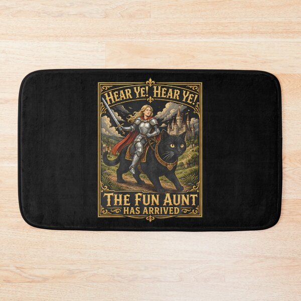 Item preview, Hear Ye Fun Aunt Has Arrived Aunt Knight Riding Black Cat designed and sold by JamesCrArt.