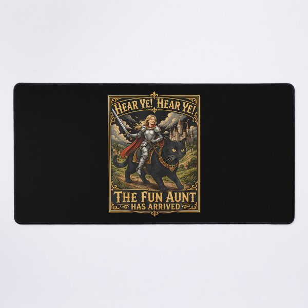 Item preview, Hear Ye Fun Aunt Has Arrived Aunt Knight Riding Black Cat designed and sold by JamesCrArt.