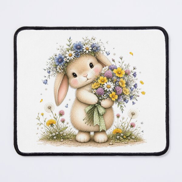 Item preview, Cute Bunny with Flower Bouquet designed and sold by PetalGarden.