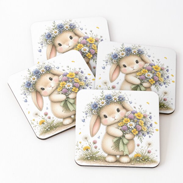 Item preview, Cute Bunny with Flower Bouquet designed and sold by PetalGarden.