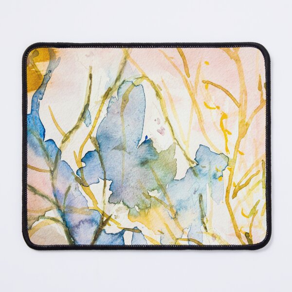 Item preview, Abstract Watercolor Botanical – Blue Gold Pastel Painting Print designed and sold by BuckaBaby.