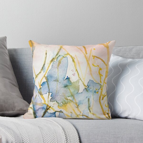 Item preview, Abstract Watercolor Botanical – Blue Gold Pastel Painting Print designed and sold by BuckaBaby.