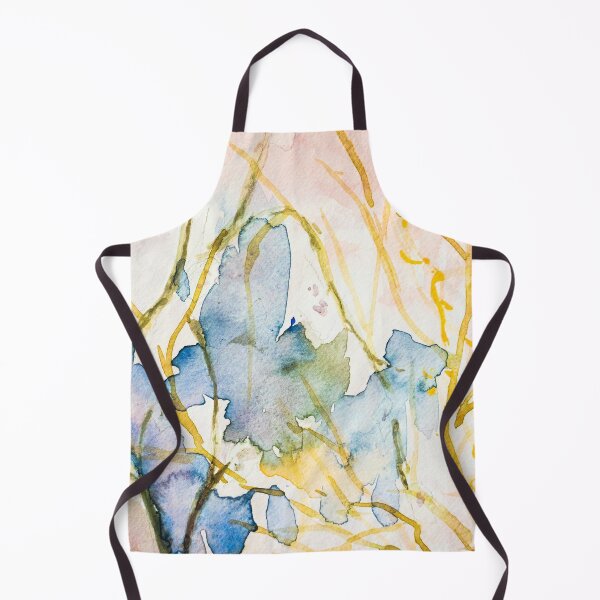 Item preview, Abstract Watercolor Botanical – Blue Gold Pastel Painting Print designed and sold by BuckaBaby.