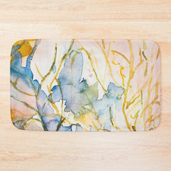 Item preview, Abstract Watercolor Botanical – Blue Gold Pastel Painting Print designed and sold by BuckaBaby.