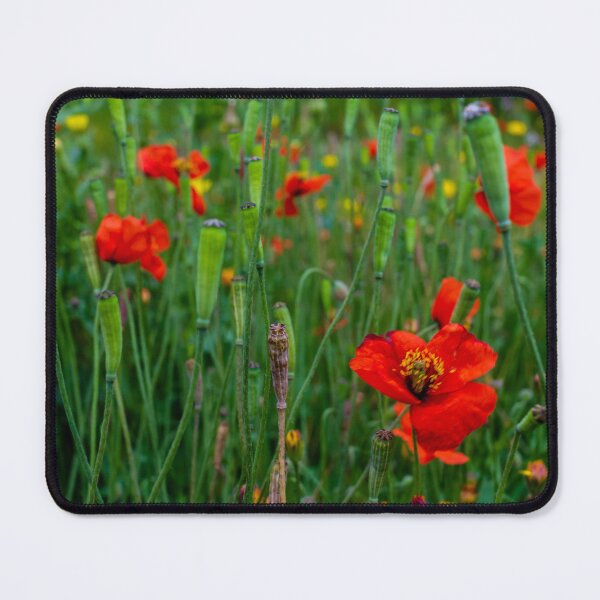 Item preview, Red Poppies And Wildflowers In A Lush Green Meadow With Seed Pods And Summer Bloom designed and sold by Nmallia.