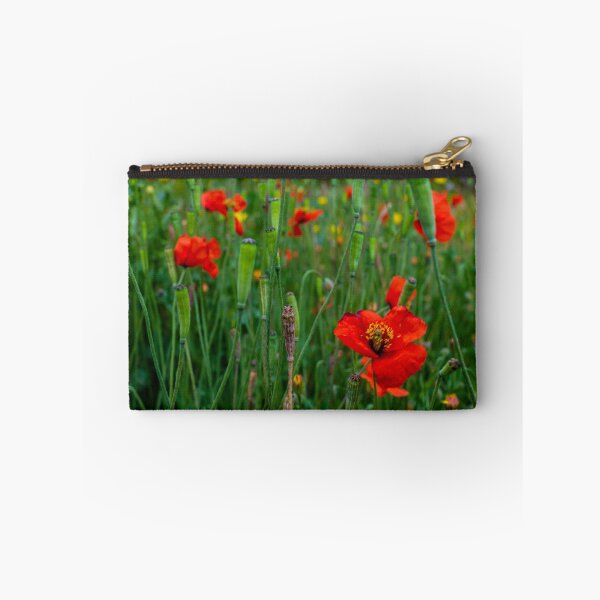 Item preview, Red Poppies And Wildflowers In A Lush Green Meadow With Seed Pods And Summer Bloom designed and sold by Nmallia.