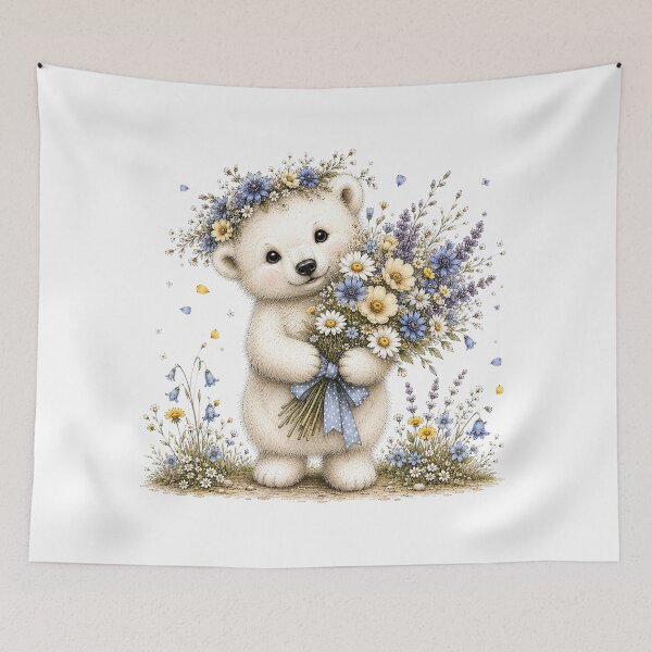 Item preview, Cute Bear with Flower Bouquet designed and sold by PetalGarden.