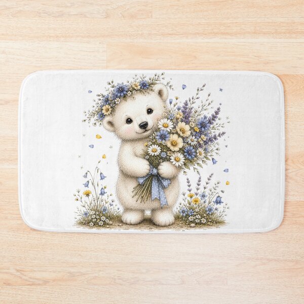 Item preview, Cute Bear with Flower Bouquet designed and sold by PetalGarden.