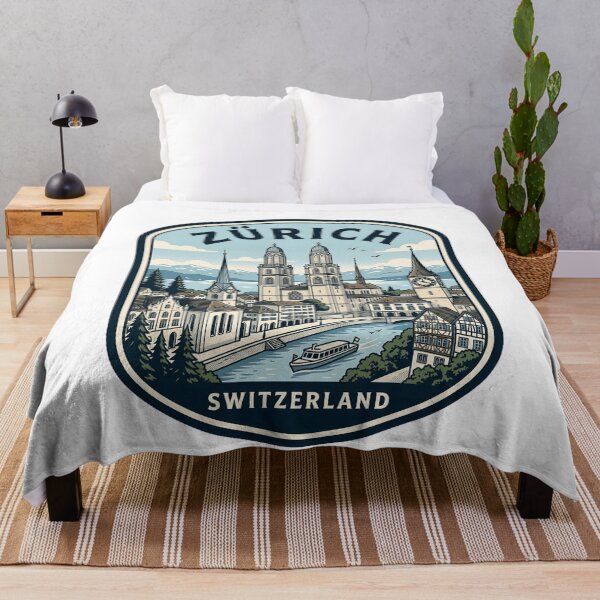 Item preview, Vintage Zurich Switzerland Travel Badge Illustration designed and sold by k3rstman1.