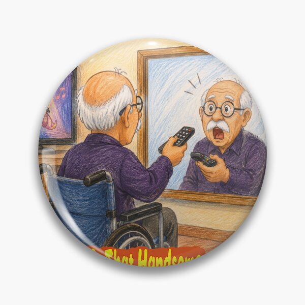 Item preview, Funny Grandpa Confusing Mirror with TV Drawing designed and sold by frestshop.