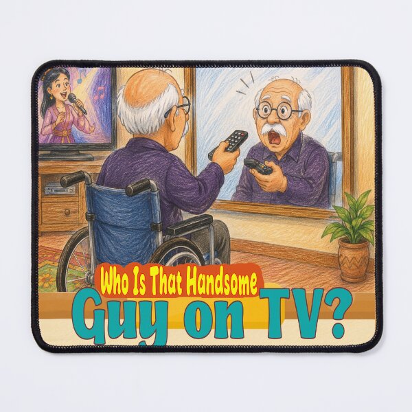 Item preview, Funny Grandpa Confusing Mirror with TV Drawing designed and sold by frestshop.