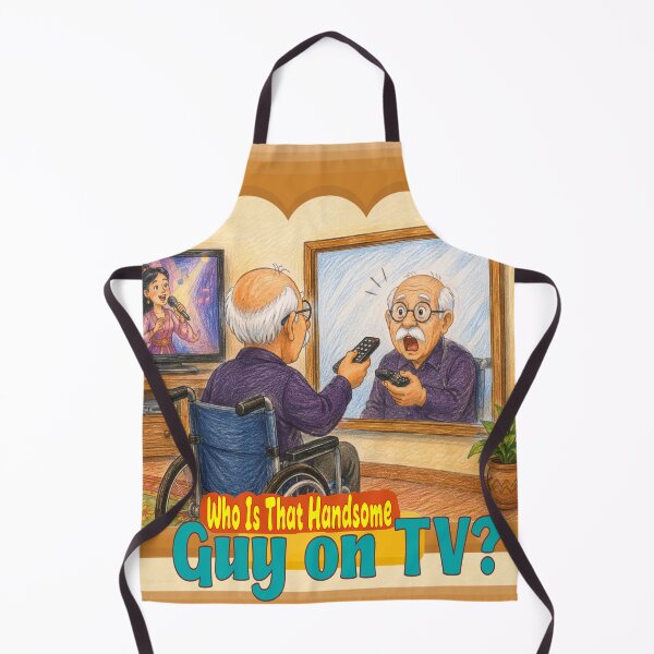 Item preview, Funny Grandpa Confusing Mirror with TV Drawing designed and sold by frestshop.