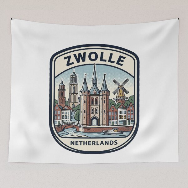 Item preview, Vintage Zwolle Netherlands Sassenpoort Cityscape Skyline designed and sold by k3rstman1.