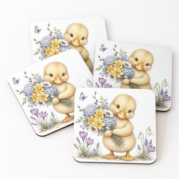 Item preview, Cute Duckling with Spring Flowers designed and sold by PetalGarden.