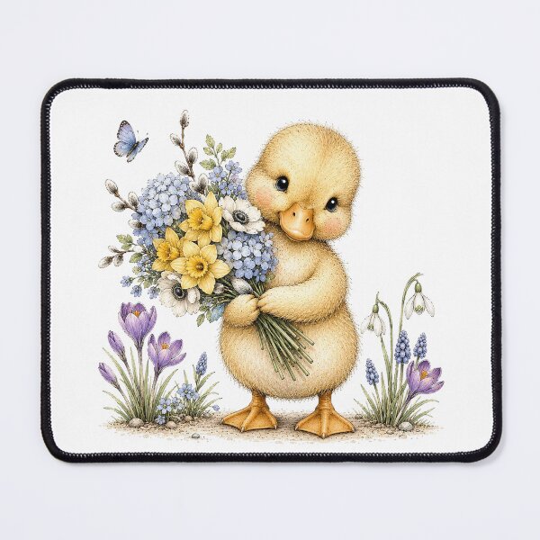 Item preview, Cute Duckling with Spring Flowers designed and sold by PetalGarden.