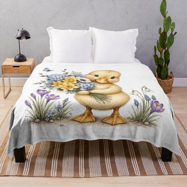 Item preview, Cute Duckling with Spring Flowers designed and sold by PetalGarden.
