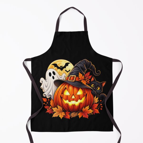 Item preview, Happy Halloween Pumpkin Ghost Black Cat designed and sold by Corvoria.