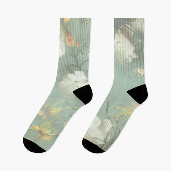 Item preview, Dreamy White Floral Pattern – Soft Sage Green Botanical Print designed and sold by BuckaBaby.
