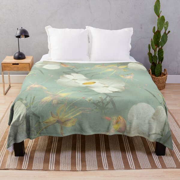 Item preview, Dreamy White Floral Pattern – Soft Sage Green Botanical Print designed and sold by BuckaBaby.