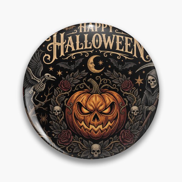 Item preview, Happy Halloween Gothic Ornate Jack O Lantern Grim Reaper Art designed and sold by DarkOriginArts.