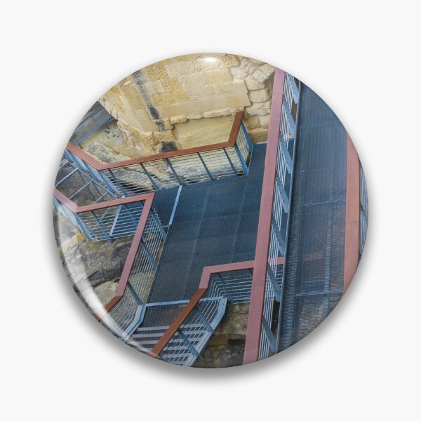 Item preview, Metal Walkway and Staircase Over Ancient Stone Architecture Showing Modern Bridge and Access Ramp designed and sold by Nmallia.