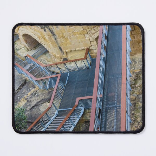 Item preview, Metal Walkway and Staircase Over Ancient Stone Architecture Showing Modern Bridge and Access Ramp designed and sold by Nmallia.