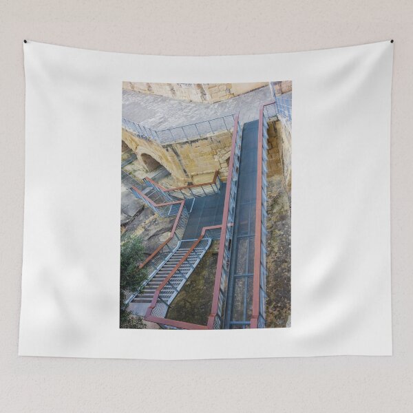 Item preview, Metal Walkway and Staircase Over Ancient Stone Architecture Showing Modern Bridge and Access Ramp designed and sold by Nmallia.