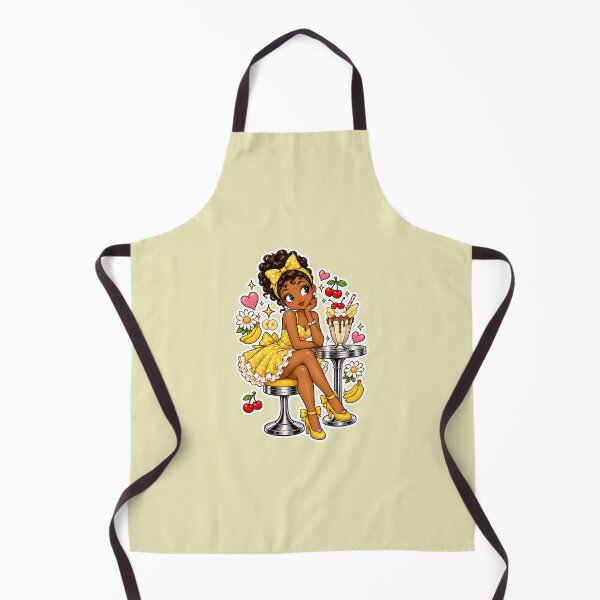 Item preview, Retro Diner Girl – Yellow Polka Dot Banana Milkshake Pin Up designed and sold by AnyMar2023.