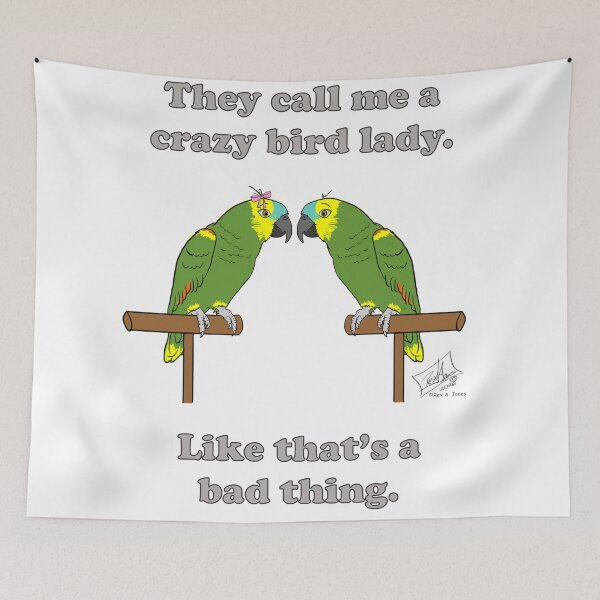 Item preview, Crazy Bird Lady Blue-Fronted Amazons designed and sold by Laughing Parrot Studio.