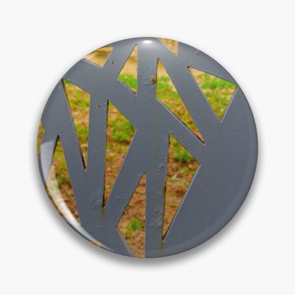 Item preview, Decorative Metal Panel With Geometric Cutouts Over Garden Background, Modern Architectural Screen designed and sold by Nmallia.