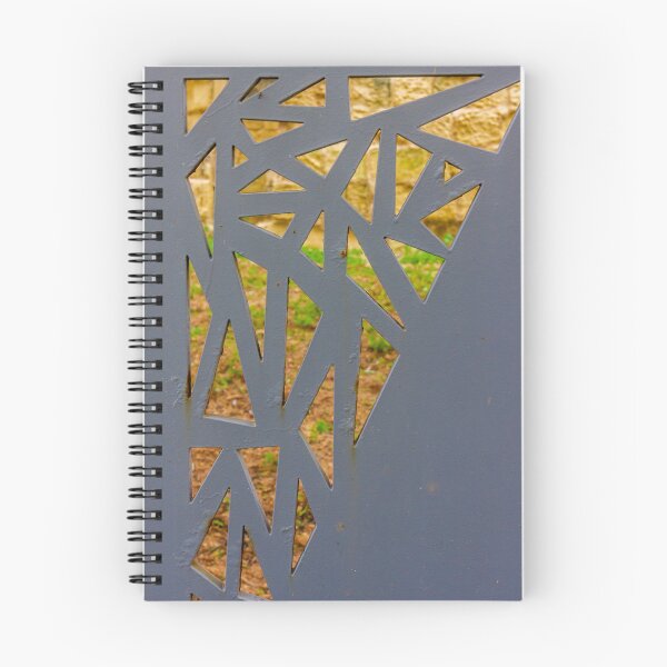 Item preview, Decorative Metal Panel With Geometric Cutouts Over Garden Background, Modern Architectural Screen designed and sold by Nmallia.