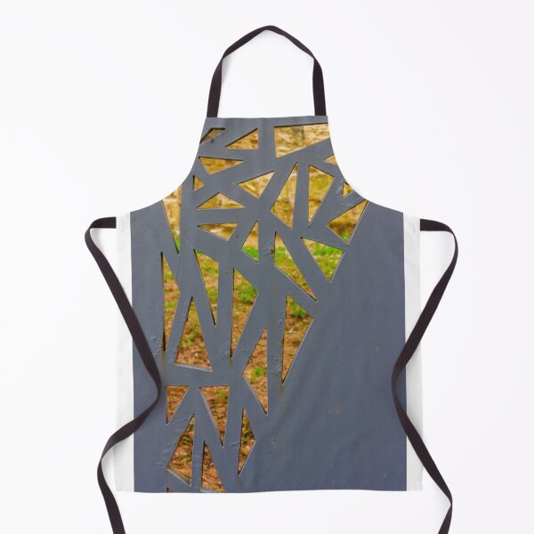 Item preview, Decorative Metal Panel With Geometric Cutouts Over Garden Background, Modern Architectural Screen designed and sold by Nmallia.