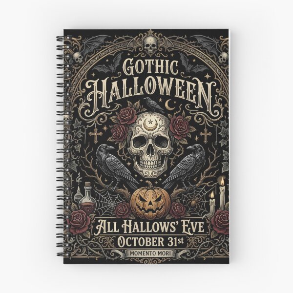 Item preview, Gothic Halloween Skull Ravens Memento Mori Ornate Print designed and sold by DarkOriginArts.