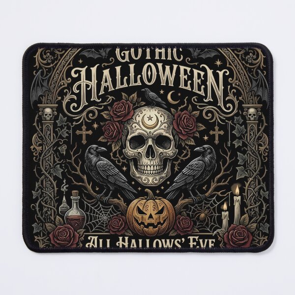 Item preview, Gothic Halloween Skull Ravens Memento Mori Ornate Print designed and sold by DarkOriginArts.