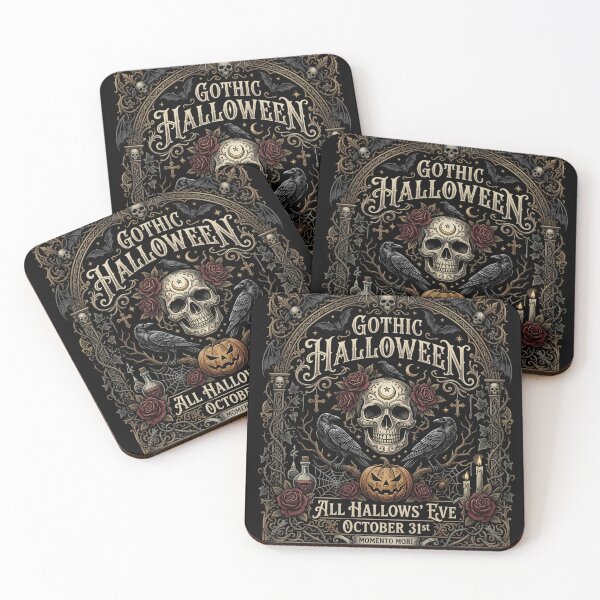 Item preview, Gothic Halloween Skull Ravens Memento Mori Ornate Print designed and sold by DarkOriginArts.