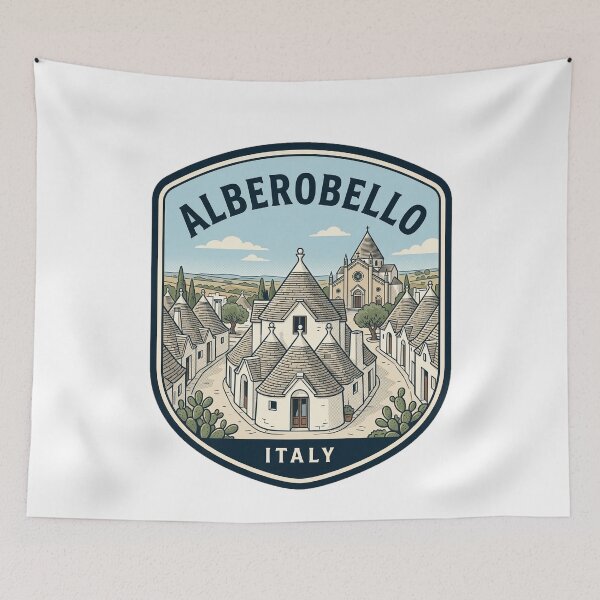 Item preview, Alberobello Italy Trulli Houses Vintage Travel Badge designed and sold by k3rstman1.