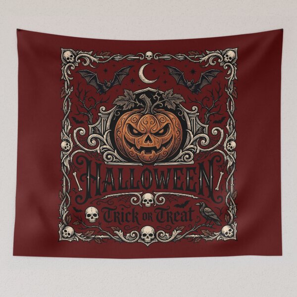 Item preview, Halloween Trick Or Treat Vintage Ornate Jack O Lantern Poster designed and sold by DarkOriginArts.