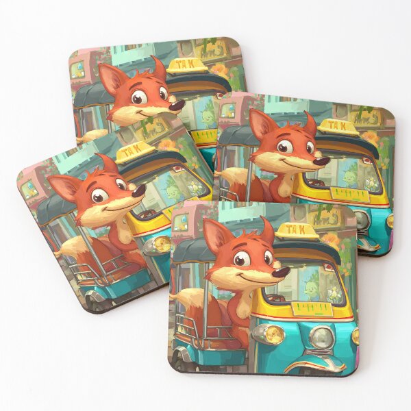 Item preview, Cheerful Fox Driving a Colorful Tuk-Tuk Vehicle designed and sold by Artessie.