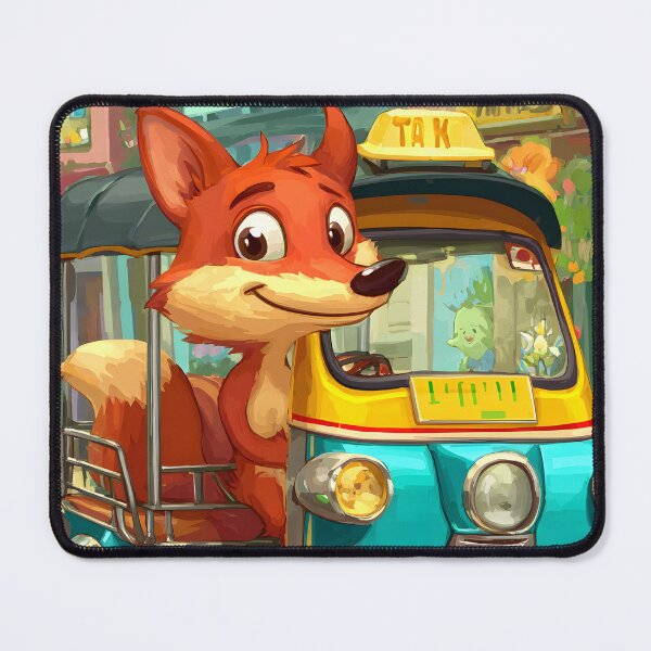 Item preview, Cheerful Fox Driving a Colorful Tuk-Tuk Vehicle designed and sold by Artessie.