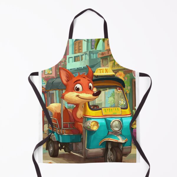 Item preview, Cheerful Fox Driving a Colorful Tuk-Tuk Vehicle designed and sold by Artessie.