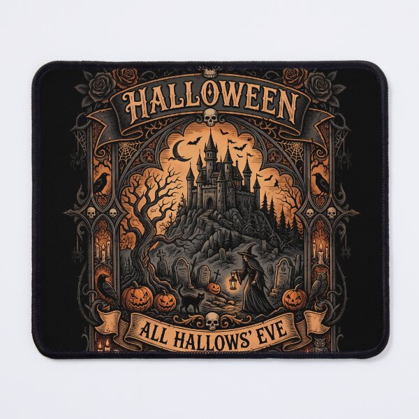 Item preview, Halloween Gothic Castle Witch Graveyard All Hallows Eve Art designed and sold by DarkOriginArts.