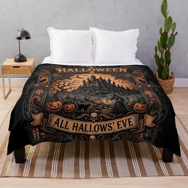 Item preview, Halloween Gothic Castle Witch Graveyard All Hallows Eve Art designed and sold by DarkOriginArts.