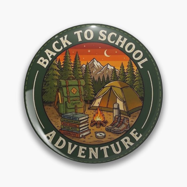Item preview, Back to School Adventure – Vintage Outdoor Camping & Hiking Badge designed and sold by GabeMountainArt.