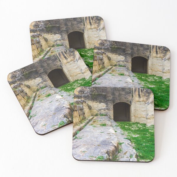 Item preview, Ancient Stone Tunnel Entrance and Weathered Ruins With Green Grass and Mossy Pathway designed and sold by Nmallia.