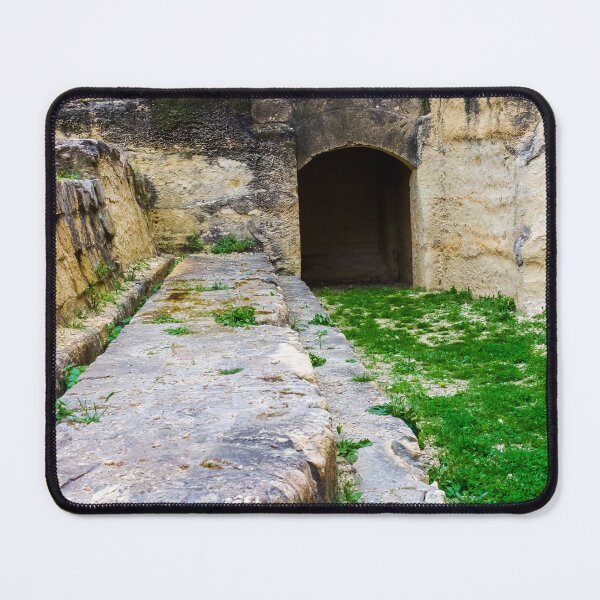 Item preview, Ancient Stone Tunnel Entrance and Weathered Ruins With Green Grass and Mossy Pathway designed and sold by Nmallia.
