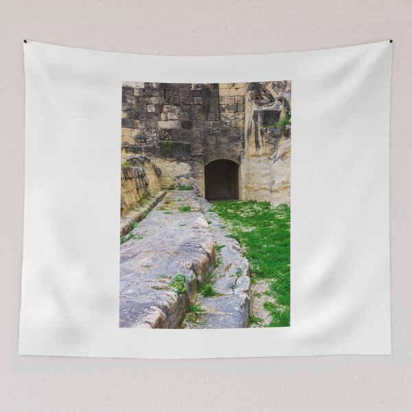 Item preview, Ancient Stone Tunnel Entrance and Weathered Ruins With Green Grass and Mossy Pathway designed and sold by Nmallia.