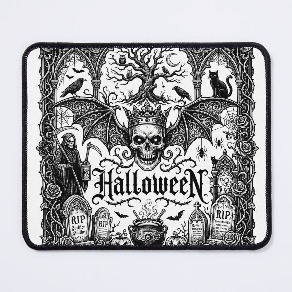 Item preview, Halloween Winged Skull Grim Reaper Graveyard Gothic Engraving designed and sold by DarkOriginArts.